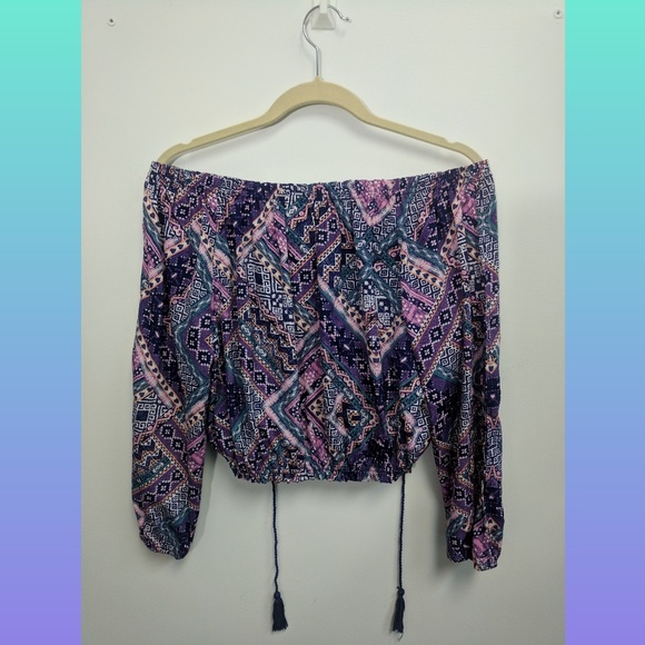 Japna Split Sleeve BOHO Crop Top - Picture 2 of 4